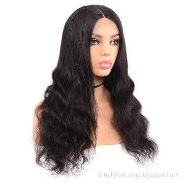 Shmily Cheap Human Hair Brazilian Natural Body Wave 4*4 Lace Closure Wig Virgin Mink Brazilian Closure Lace Wig Human Hair